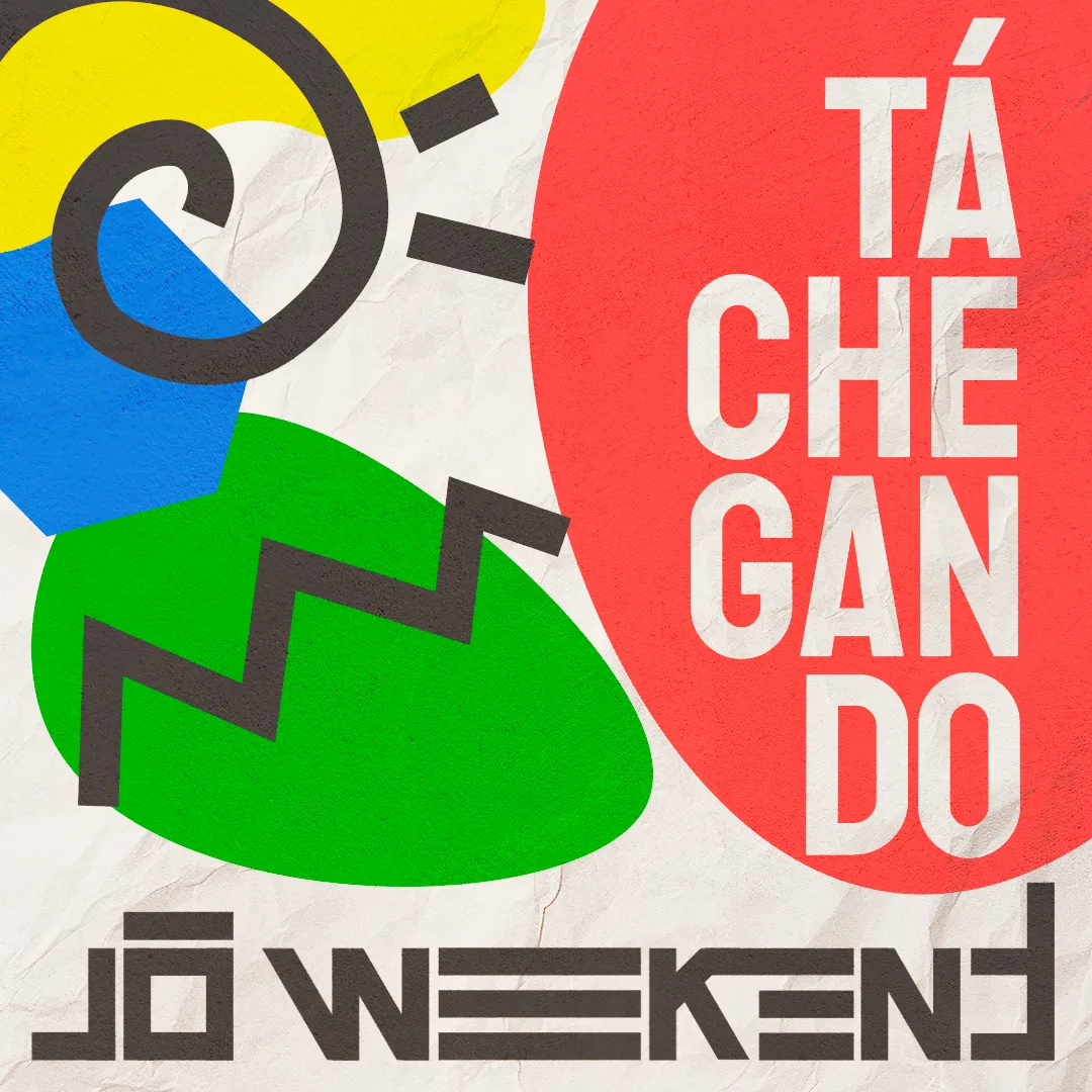 Post Tá chegando, do Jô Weekend, com tipografia vertical sobre mancha vermelha