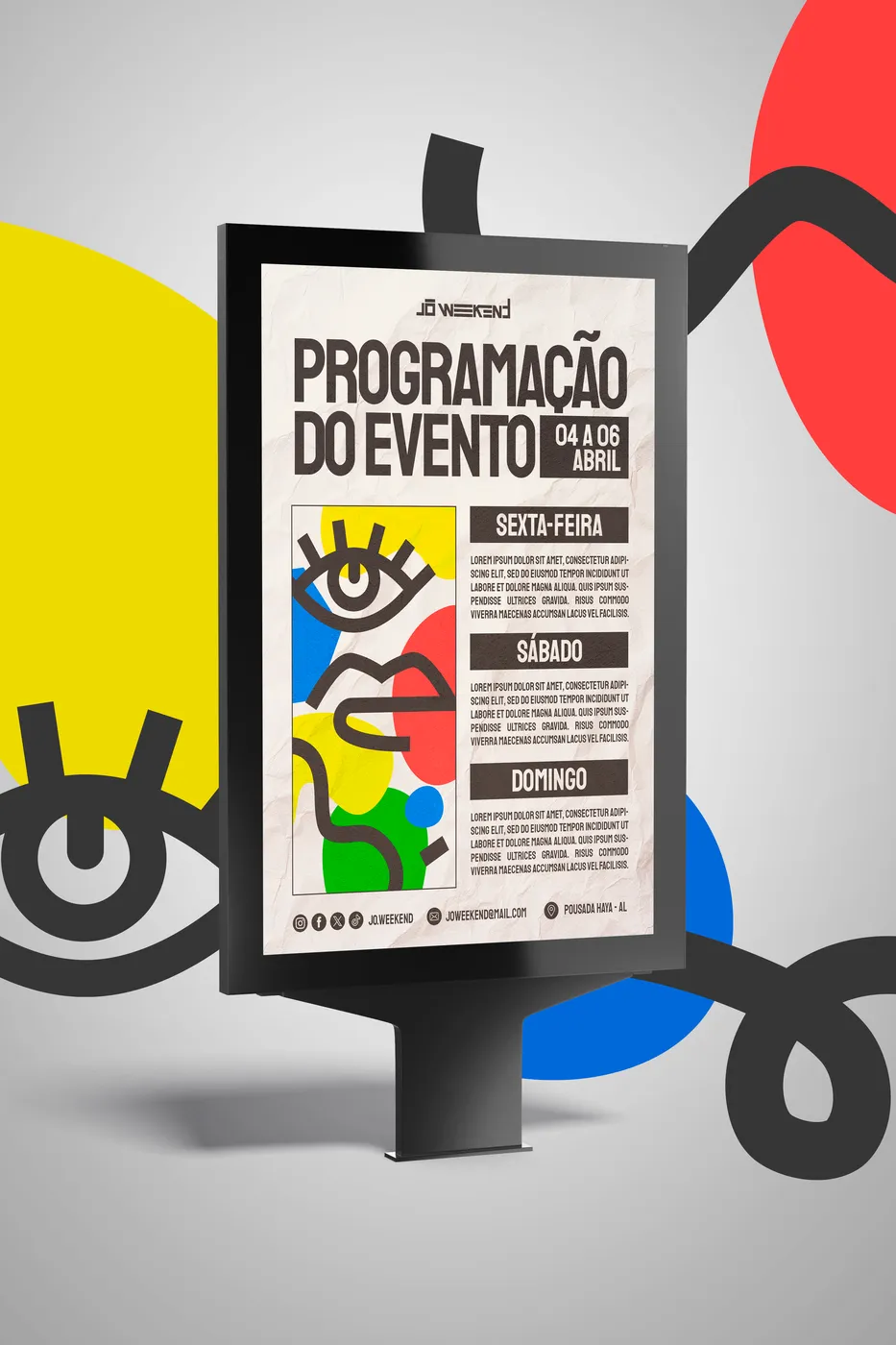 Totem com a programação do Jô Weekend